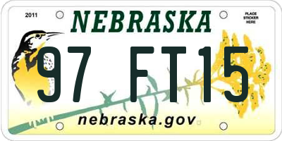 NE license plate 97FT15