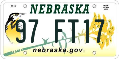 NE license plate 97FT17