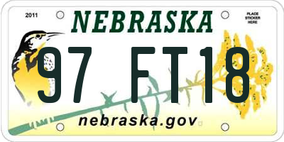 NE license plate 97FT18