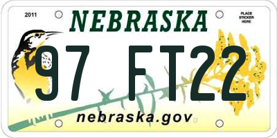 NE license plate 97FT22