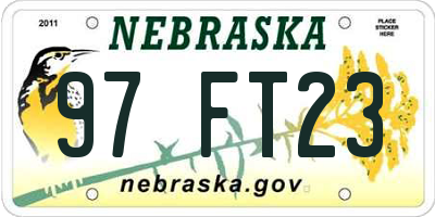 NE license plate 97FT23