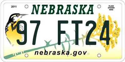 NE license plate 97FT24