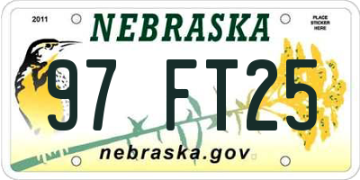 NE license plate 97FT25