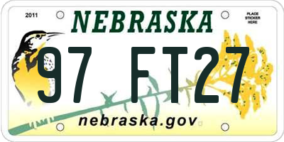 NE license plate 97FT27