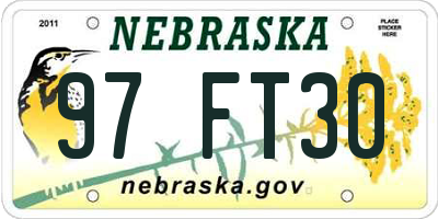 NE license plate 97FT30
