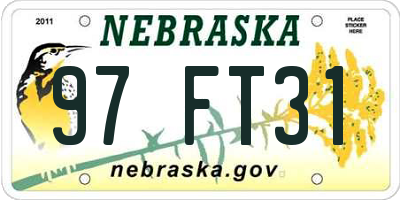 NE license plate 97FT31