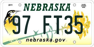 NE license plate 97FT35