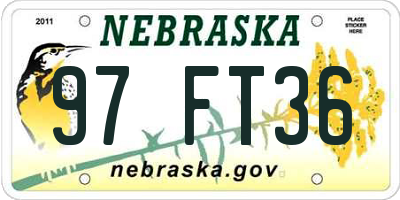 NE license plate 97FT36