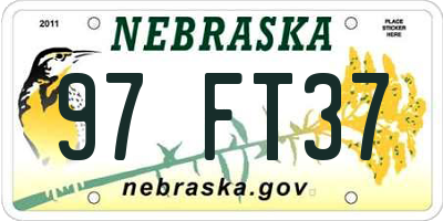 NE license plate 97FT37