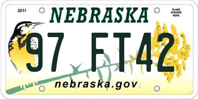 NE license plate 97FT42