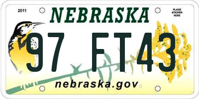 NE license plate 97FT43