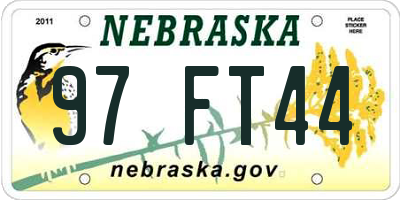 NE license plate 97FT44