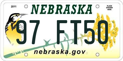 NE license plate 97FT50
