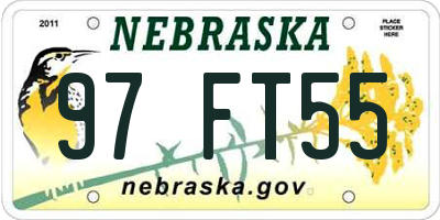 NE license plate 97FT55