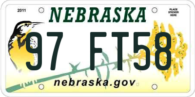 NE license plate 97FT58
