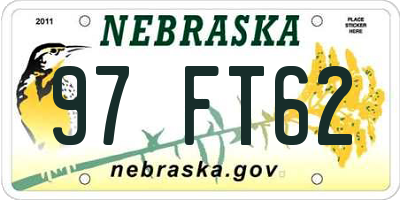 NE license plate 97FT62