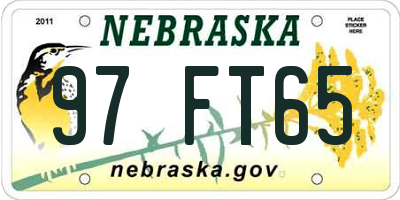NE license plate 97FT65