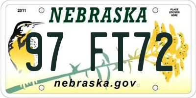 NE license plate 97FT72