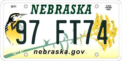 NE license plate 97FT74