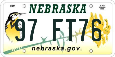 NE license plate 97FT76