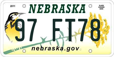 NE license plate 97FT78