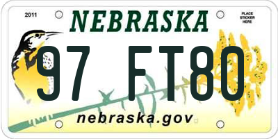 NE license plate 97FT80