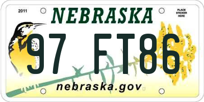 NE license plate 97FT86