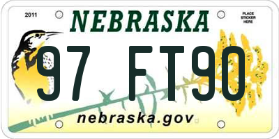 NE license plate 97FT90