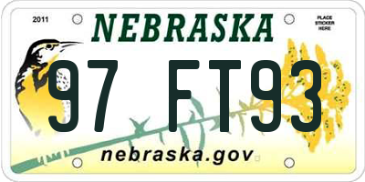 NE license plate 97FT93