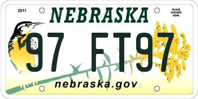 NE license plate 97FT97