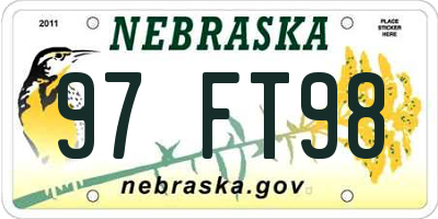 NE license plate 97FT98