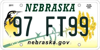 NE license plate 97FT99