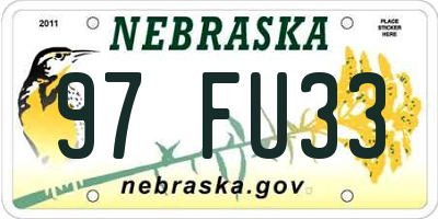 NE license plate 97FU33