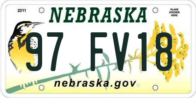 NE license plate 97FV18