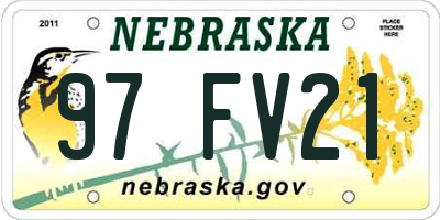 NE license plate 97FV21
