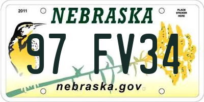 NE license plate 97FV34