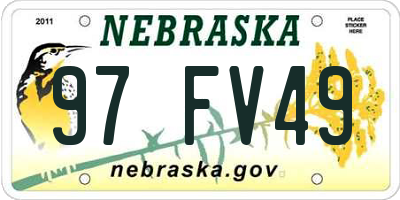 NE license plate 97FV49