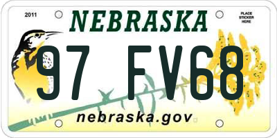 NE license plate 97FV68