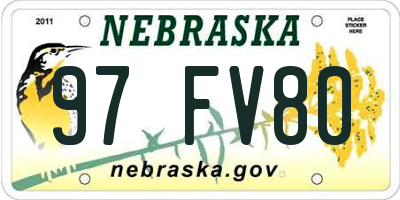 NE license plate 97FV80