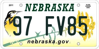 NE license plate 97FV85