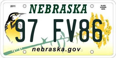 NE license plate 97FV86