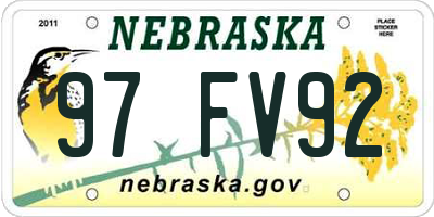 NE license plate 97FV92