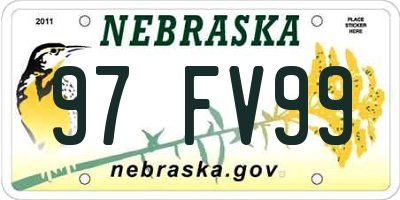 NE license plate 97FV99