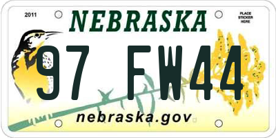NE license plate 97FW44