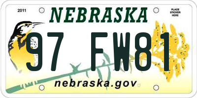 NE license plate 97FW81