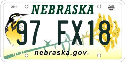 NE license plate 97FX18