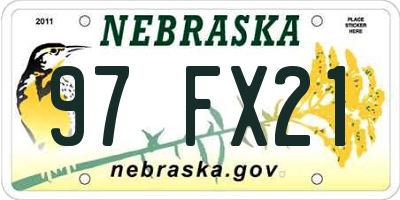 NE license plate 97FX21
