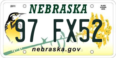 NE license plate 97FX52