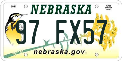 NE license plate 97FX57