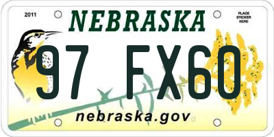 NE license plate 97FX60